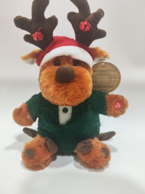 শিশুদের ক্রিসমাস উপহার মজাদার হরিণ, পা নাড়ানো এবং গান করা প্লাশ খেলনা, ইলেক্ট্রনিক খেলনা