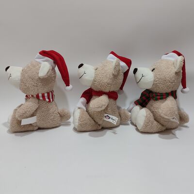 3 Assorted Christmas Plush Bears Soft Holiday Teddy Bear Gift Set