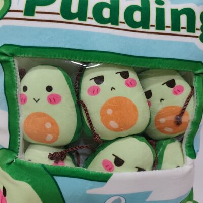 কিউট অ্যাভোকাডো ফিলিং সহ স্বচ্ছ পিভিসি অ্যাভোকাডো পুডিং পিলো