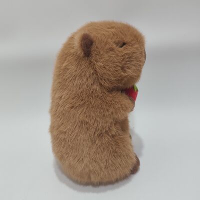Interactive Feeding Capybara Plush Toy with Strawberry & Sound Effect