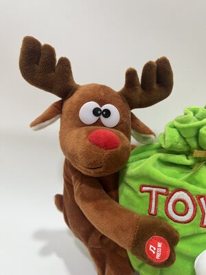 Santa and Reindeer Plush Set Green TOYS Gift Bag Christmas Decoration Doll