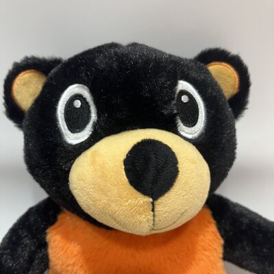 Heated Black Bear Plush Toy Orange Black Warming Doll Heatable Hand Warmer Bed Warmer Winter Gift