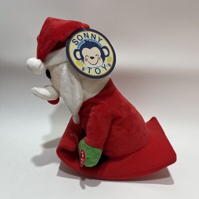 Swinging Sleigh Penguin and Santa Plush Toy Swings Back and Forth Plays Three Songs Christmas Interactive Doll Party Prop