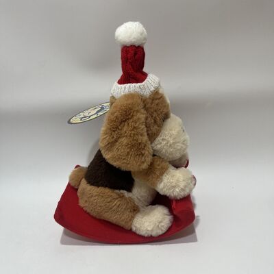 Christmas Sleigh Dog Plush Toy Swinging and Singing Dog Doll Holiday Interactive Toy