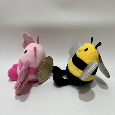 Dreamy Glitter-Winged Pink Butterfly and Classic Striped Yellow