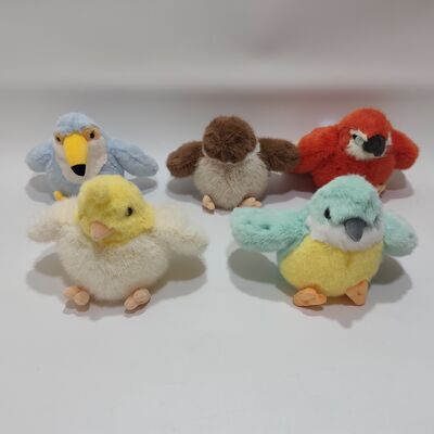 ৫ assorted plush parrot toys colorful soft stuffed birds collection